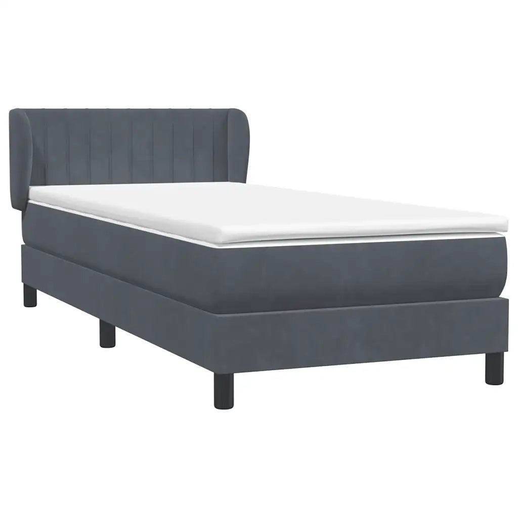 Giroletto a Molle con Materasso Grigio Scuro 80x220 cm Velluto 3317716