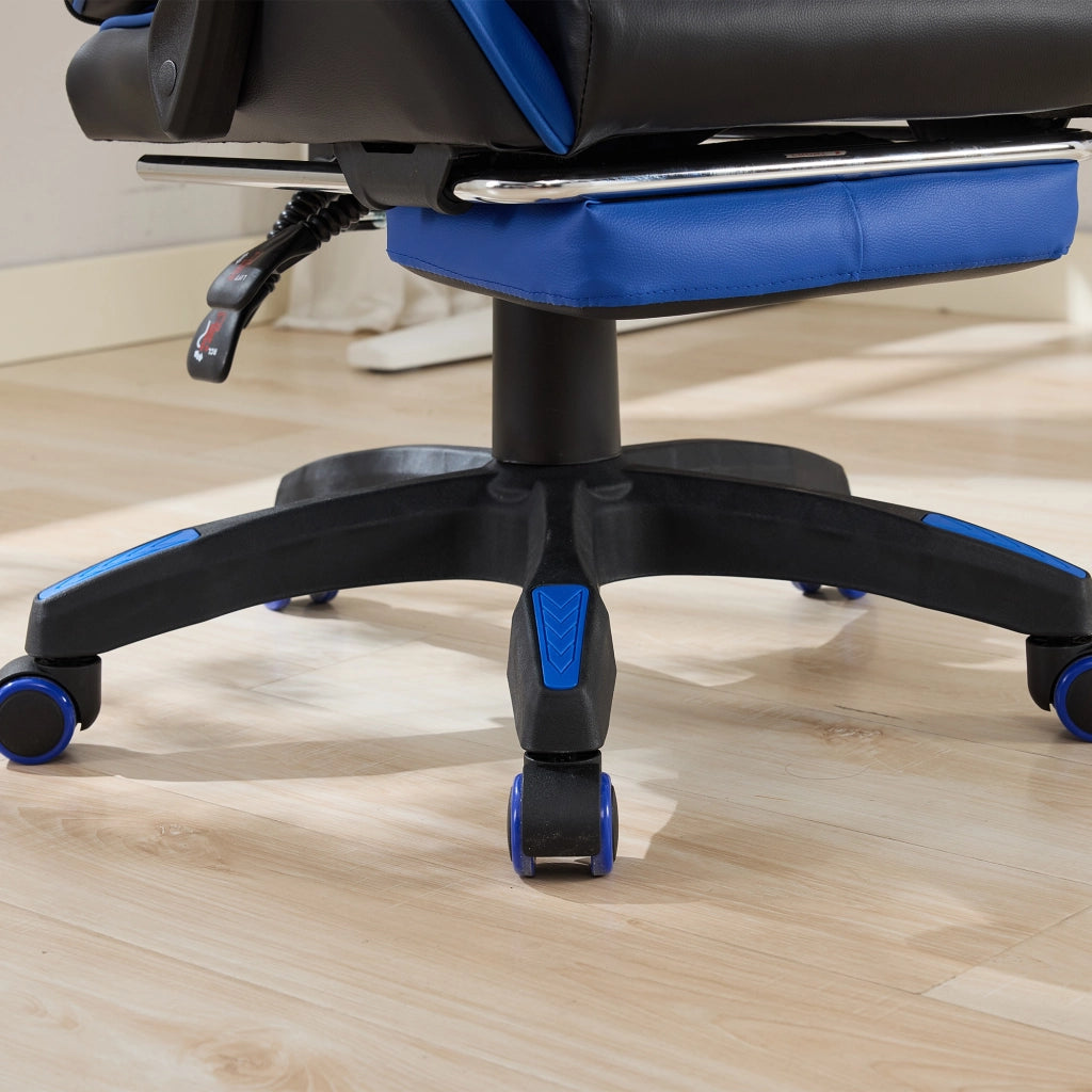 Sedia Gaming Ergonomica Girevole ¨C MINIMAL ¨C Ecopelle Nero e Blu, Poggiatesta e Supporto Lombare