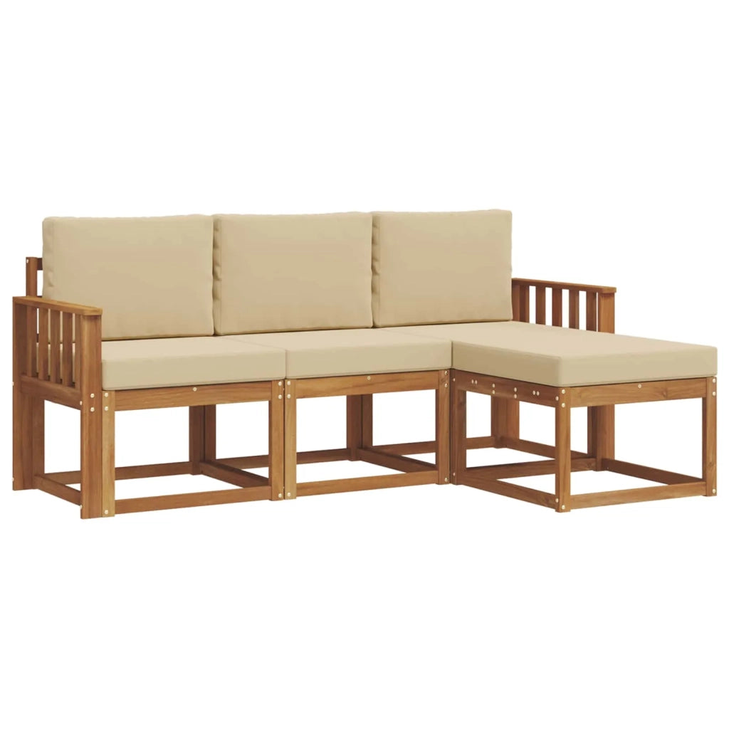 Set di divani da esterno con cuscino 4 pcs Naturale e Beige 3366216