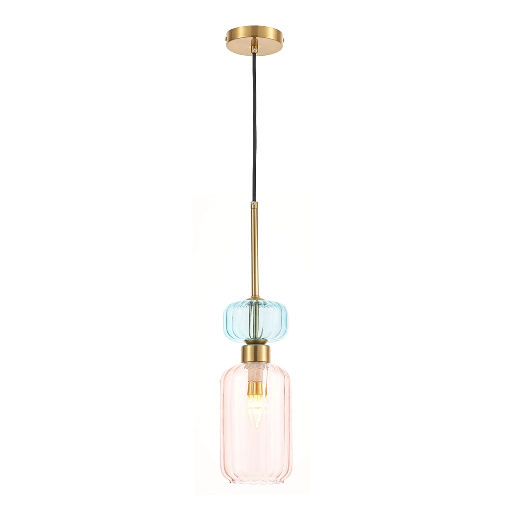 Sospensione MOLLY vetro rosa/azzurro E14 40W Milagro