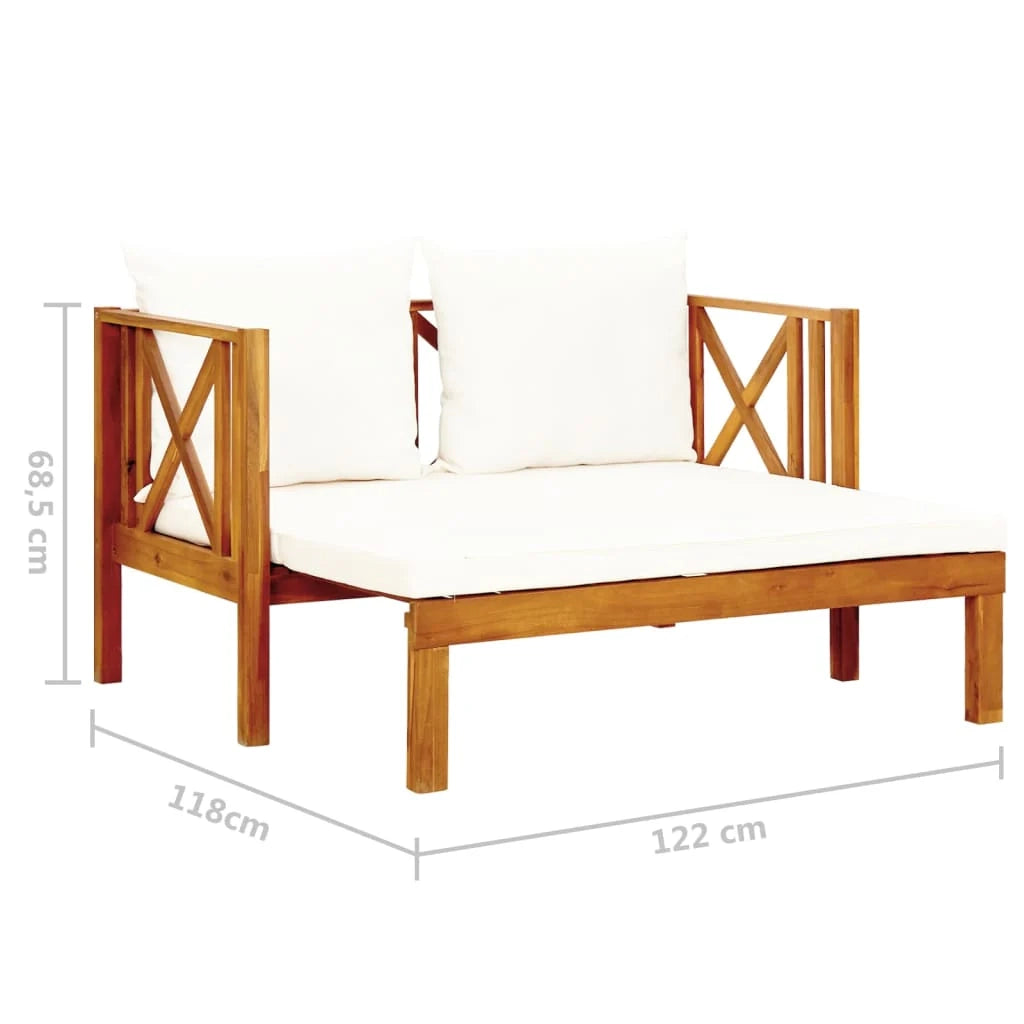 Panca da giardino mobili da giardino per esterni terrazza 2 posti e cuscini 122 x 66 x 68,5 cm legno massello di acacia 02_0011292