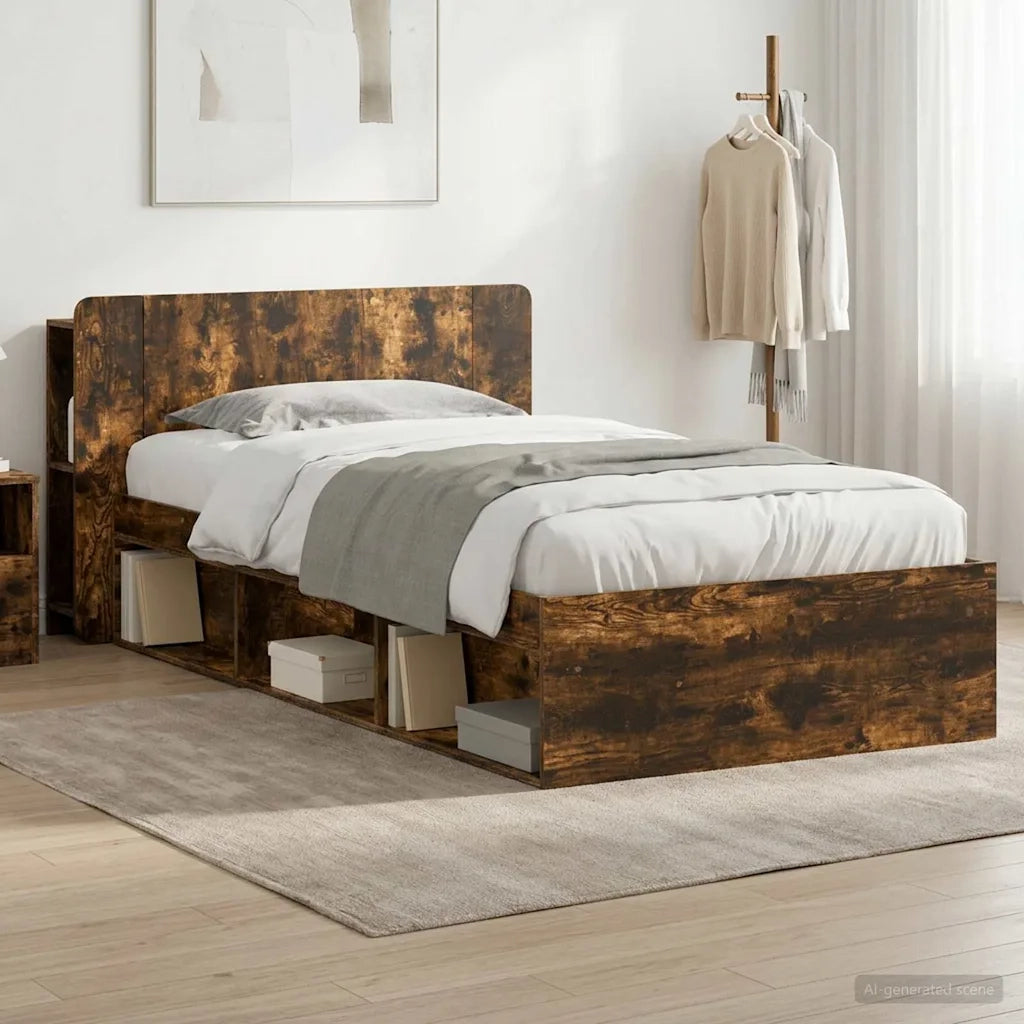 Telaio del letto con storage Rovere Fumo 100 x 200 cm