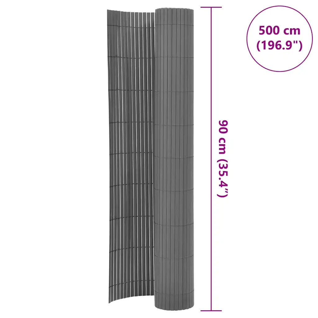 Recinzione da Giardino a Doppio Lato in PVC 90x500 cm Grigia 43631