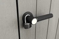 Porta Attrezzi da Giardino Patio Store, 1000L, Effetto Legno Spazzolato, Grigio, 139,5x77x120H cm