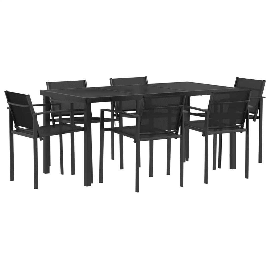 Set di Mobili da Esterno 7 pcs Nero e antracite Textilene
