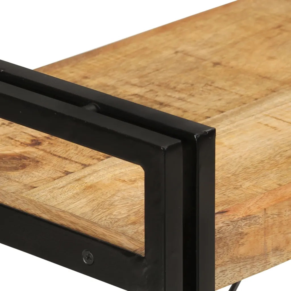 Libreria 3 Livelli 77x30x80 cm Legno Massello di Mango e Ferro 351106