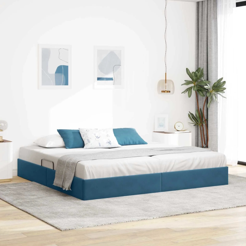 Letto ottomano con archiviazione Blu Scuro 200 x 200 cm Velluto 3442908