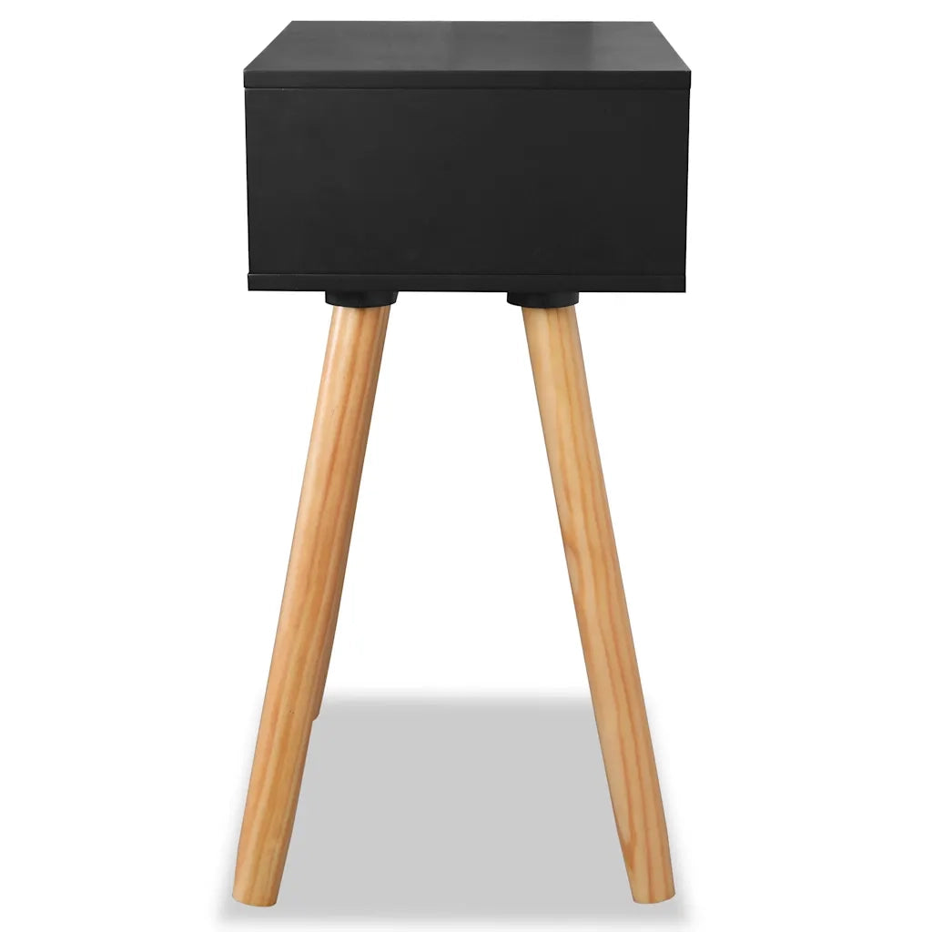 Comodini Set 2 pz-Set di 2 Tavolino da notte in Massello di Pino 40x30x61 cm Neri