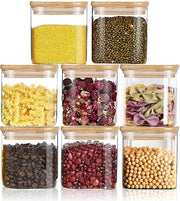 Set di 8 contenitori in vetro a chiusura ermetica da 500 ml - Adatto per la conservazione di cibi, cereali, spezie, biscotti e pasta.