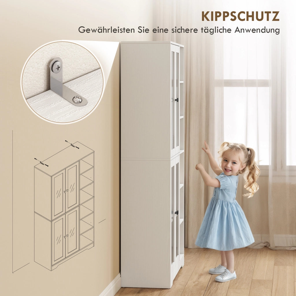 Mobile cucina con ante vetro e ripiani aperti ¨C Xylo ¨C Bianco MDF 172cm