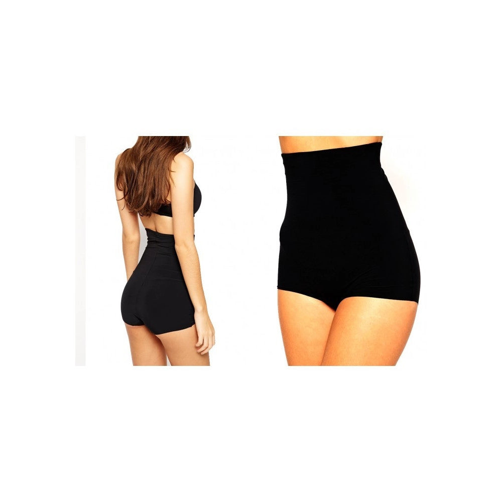 Trade Shop - Pantaloncino Guaina Contenitiva Vita Alta Snellente Modellante Push Up - Nero   Xl
