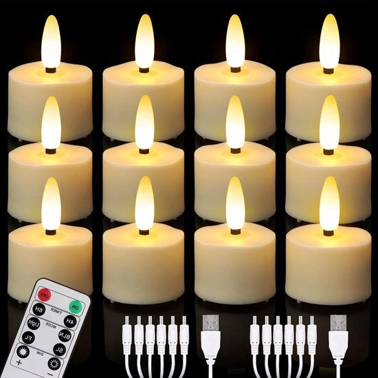 Luminarie LED a led con controllo remoto timer - Bianco caldo regolabile - Candelabri elettrici - Cavi USB - Decorazioni per Halloween e Natale - Ø 4 x 55 cm