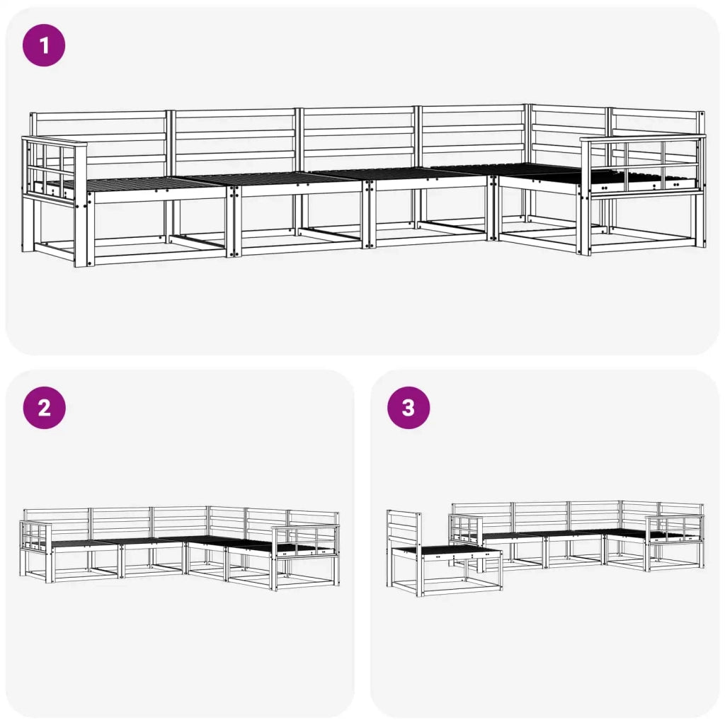 Set di divani da esterno 5 pcs Bianco 327 x 168,5 x 73 cm 3386453