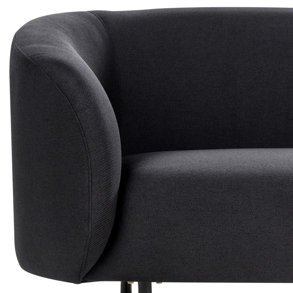 Divano 2 posti in poliestere nero con gambe nere stile glamour retrò soggiorno