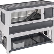 Recinzione per Conigli e Cavi con Doppio Fondello per Cavi e Conigli Accessori in Plastica Inclusi Colore Grigio Box Largo - 134 x 73 h 117 cm Recinzione per Conigli