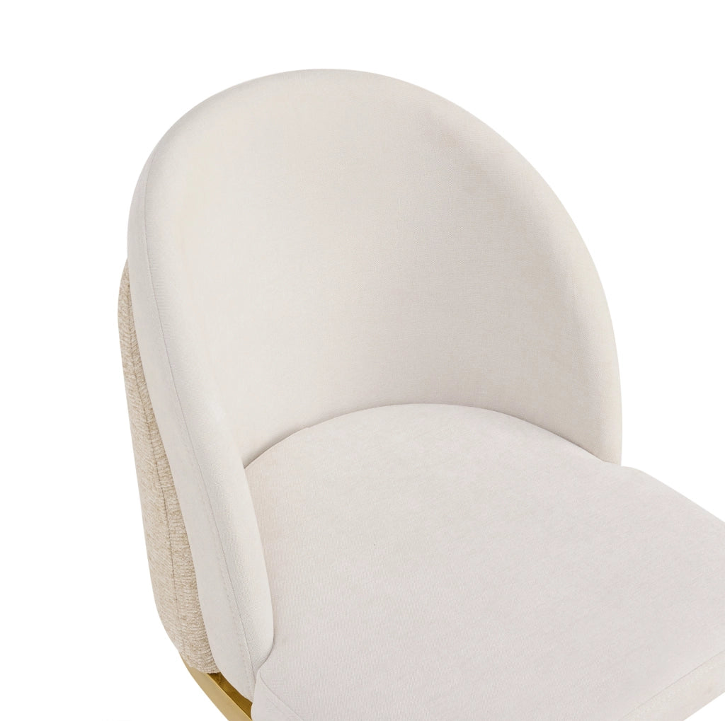 Set di 2 sedie in cheniglia beige con gambe metalliche dorate