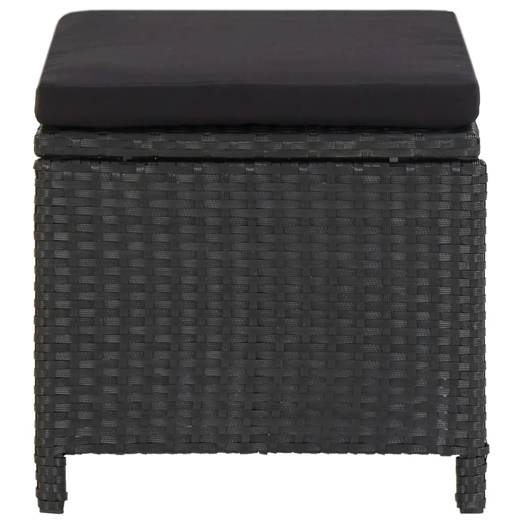 Sgabelli da Giardino 2 pz con Cuscini in Polyrattan Nero 316758