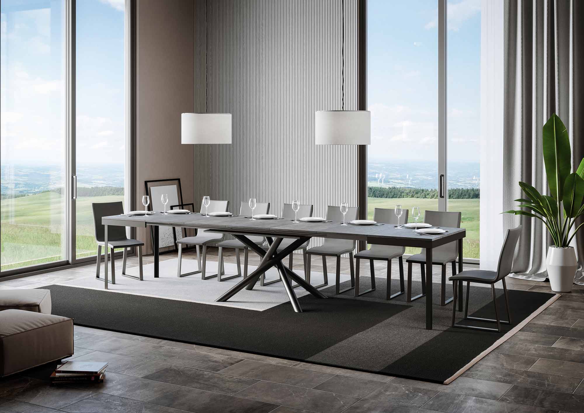 Tavolo Allungabile 120-380x90x77 cm Famas Evolution Cemento