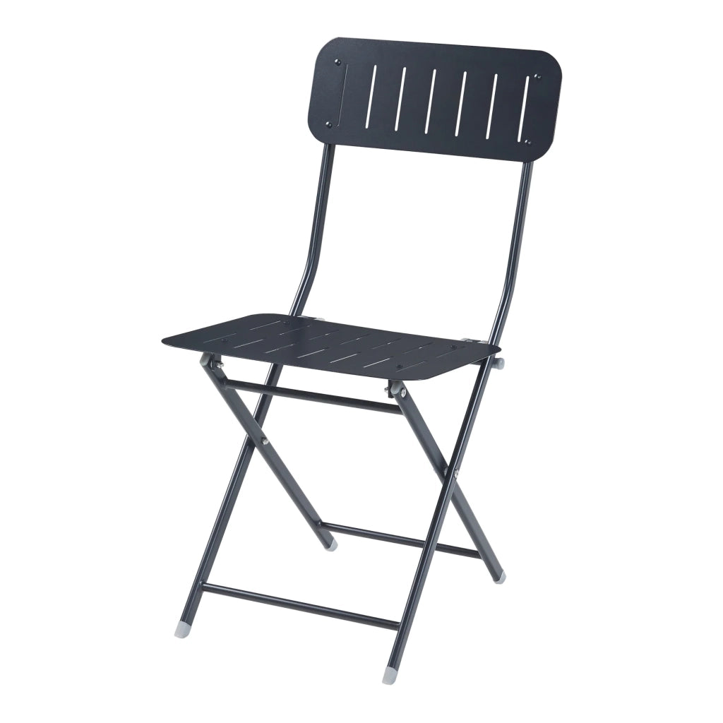 Set di 2 sedie pieghevoli da esterno per giardino campeggio e patio acciaio nero 03_0009653