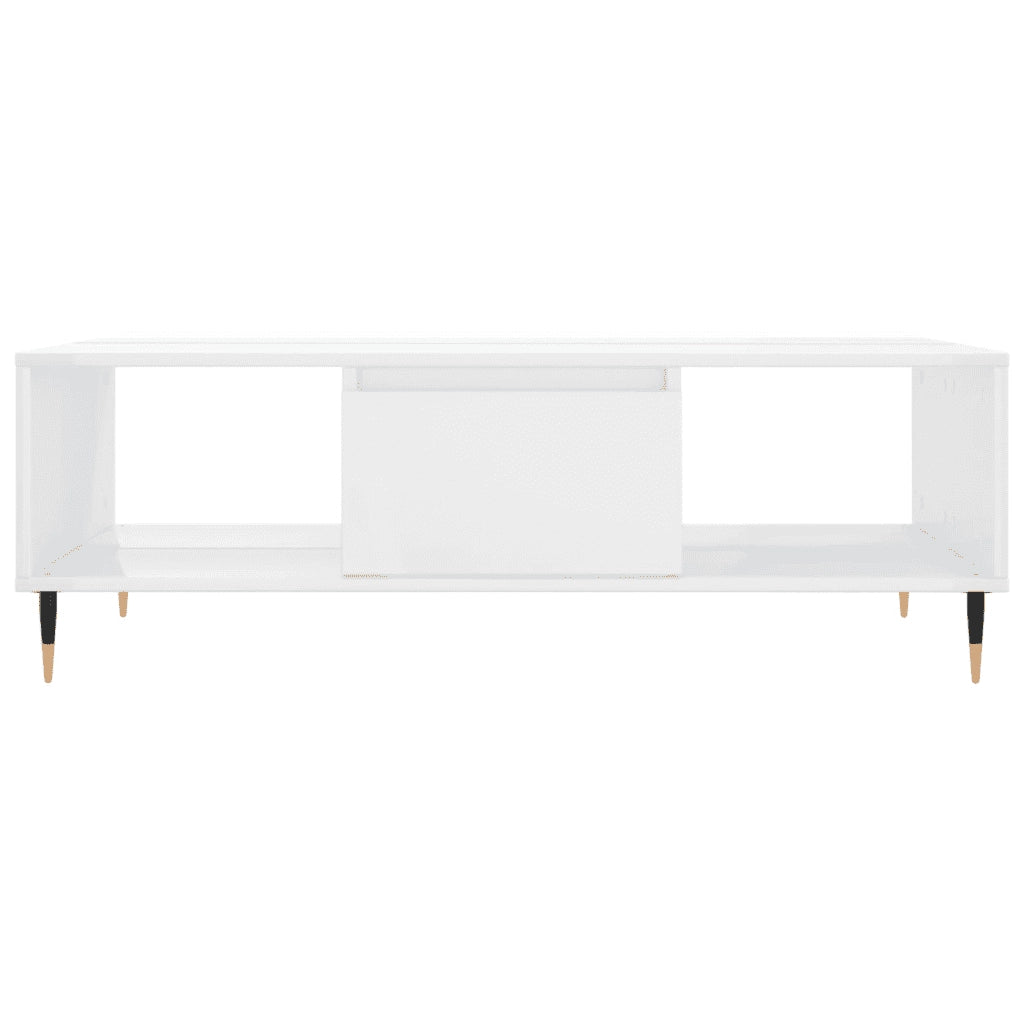 Tavolino da Salotto Bianco Lucido 104x60x35cm Legno Multistrato 827078