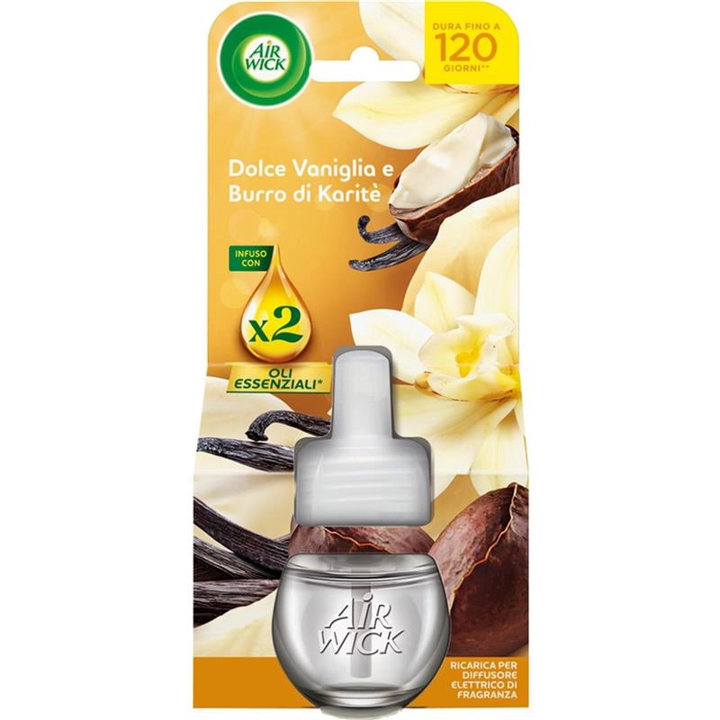 AIR WICK RICARICA DIFFUSORE ELETTRICO CON OLI ESSENZIALI FRAGRANZA VANIGLIA E BURRO DI KARITÈ 19 ML - 6PZ
