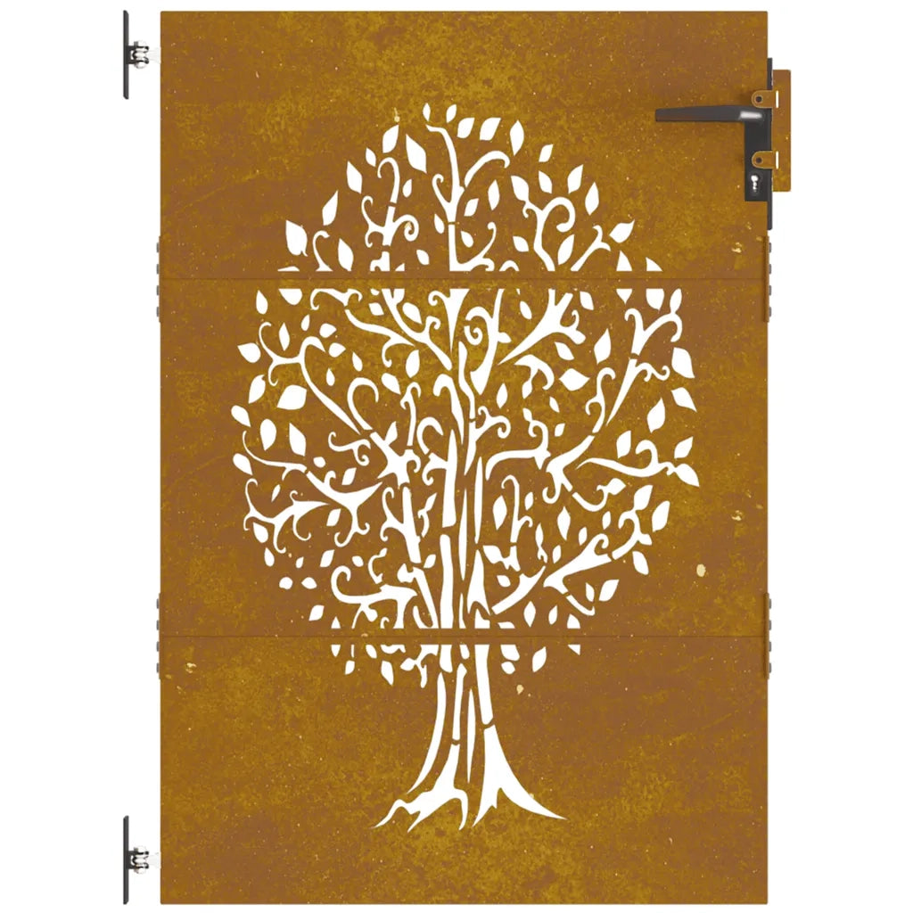 Cancello da giardino 85x125 cm in acciaio Corten con design ad albero 153210
