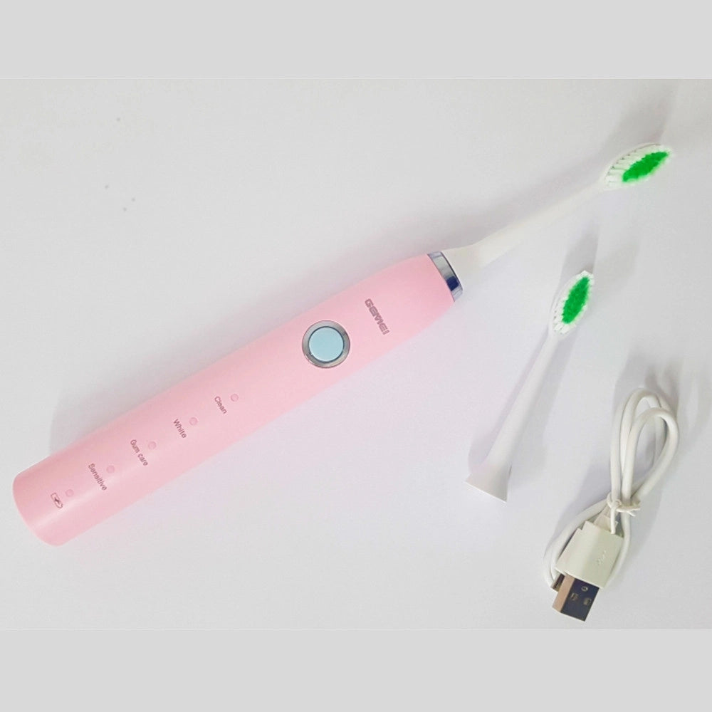 Trade Shop - Spazzolino Elettrico Ricaricabile Professionale Con 2 Testine Gemei Gm-906 -