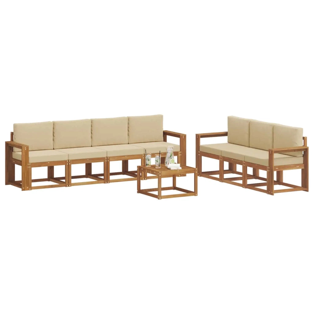 Set di divani da esterno con cuscino 8 pcs Naturale e Beige 3366121