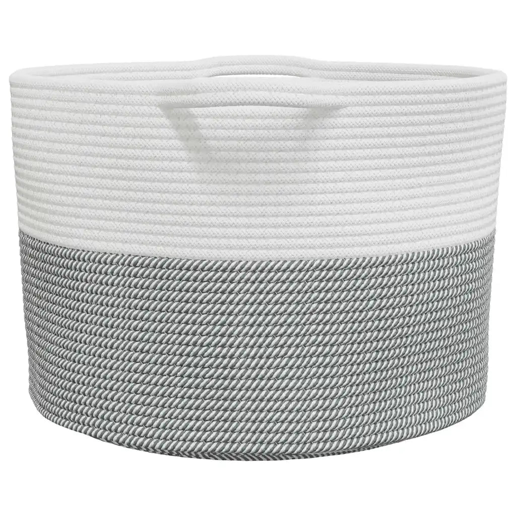 Cesto per Biancheria Grigio e Bianco ?55x36 cm in Cotone CFW6646183