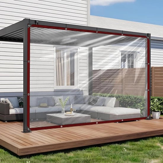 Pannello di copertura impermeabile - Tela trasparente - Reticolo ombreggiato con occhielli - Pannello per giardino - Balcone/Terrazza - Materiale duraturo (1,5 x 5 m) - Pannello di copertura