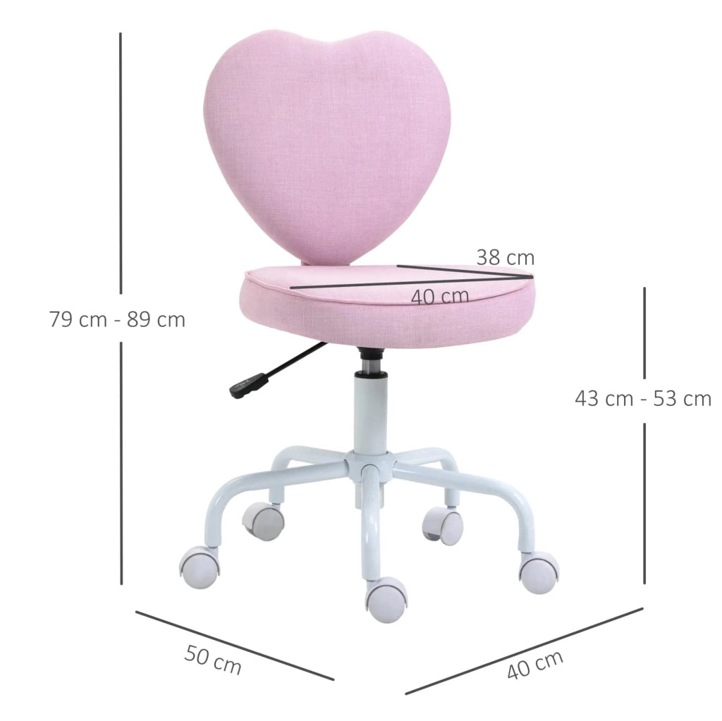 Sedia da ufficio rosa con schienale a cuore regolabile