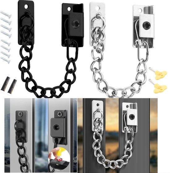 Serratura per finestre 20CM Acciaio inossidabile Nero Autoadesivo Sicura per bambini e animali domestici Protezione Versatile Senza perforazione