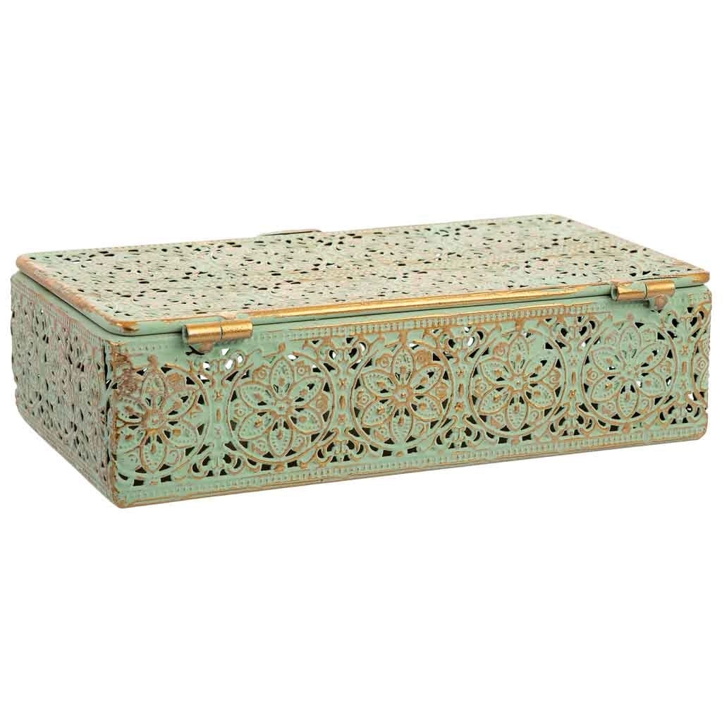 Scatola in metallo verde 20.5x12.5x6h cmh cm