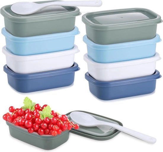 9 piccoli contenitori in plastica con coperchi - 110 ml - congelabili - contenitori per alimenti - piccole ciotole per snack - contenitori Airtight - contenitori per congelazione - riutilizzabili - contenitori per conservazione degli alimenti