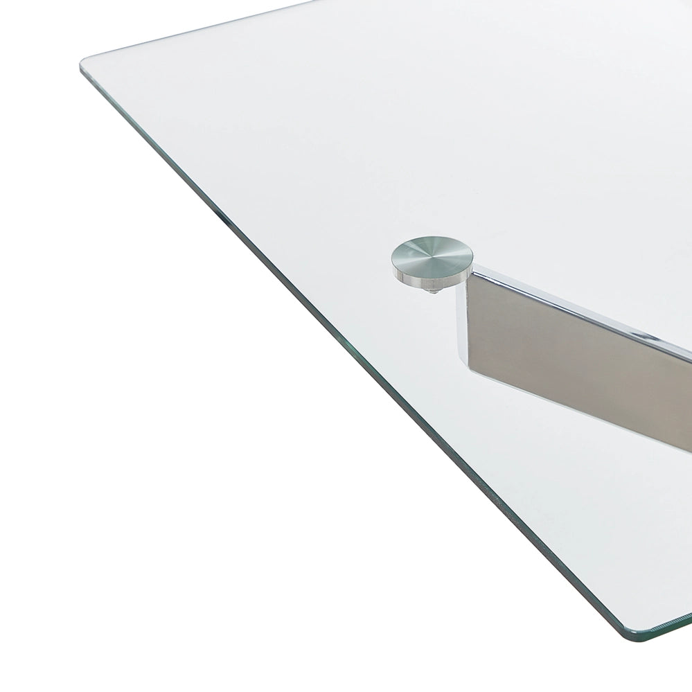 Tavolo da pranzo Piano in vetro temperato argento Rettangolare 120 x 70 cm Capacità 4 persone Design moderno