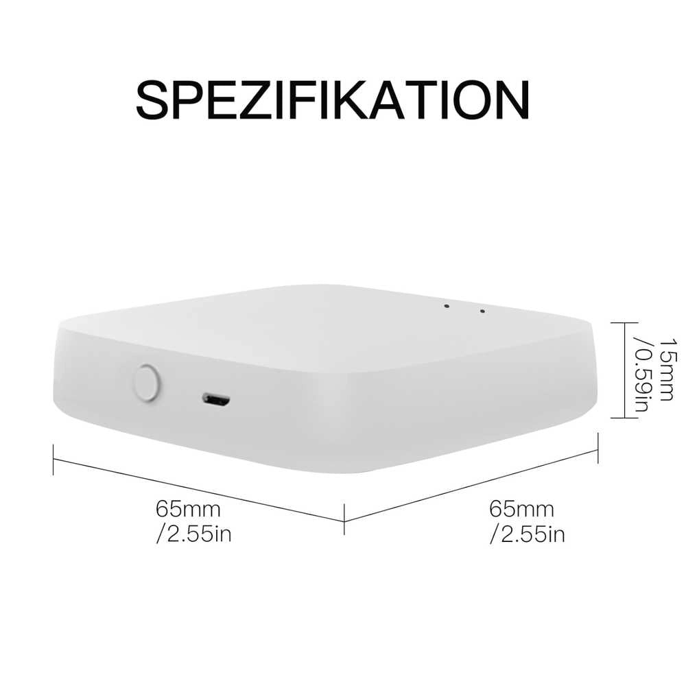 Gateway HUB Protocollo ZigBee 3.0, WIFI 2.4G TUYA, Smart Life, Bianco, 65X65X15mm