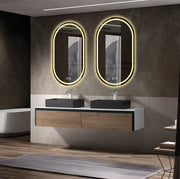 Specchio da bagno LED 60x90 cm argento con antidefog e dimmer a parete