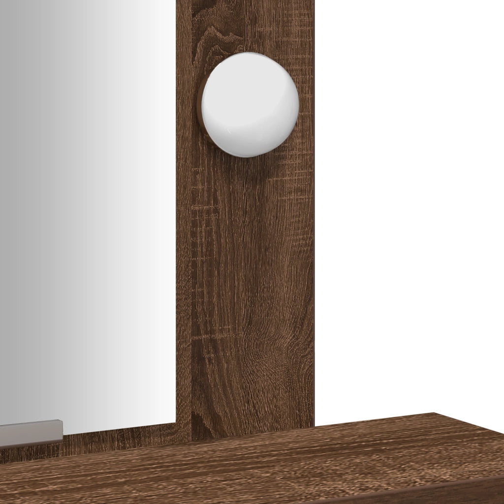 Tavolo da toeletta con luci LED Rovere marrone 50x41x140 cm
