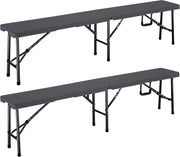 ® Set di 2 Panche da Birreria Pieghevoli in Plastica per 8 Persone 183cm Panca Pieghevole Campeggio Giardino Sagra