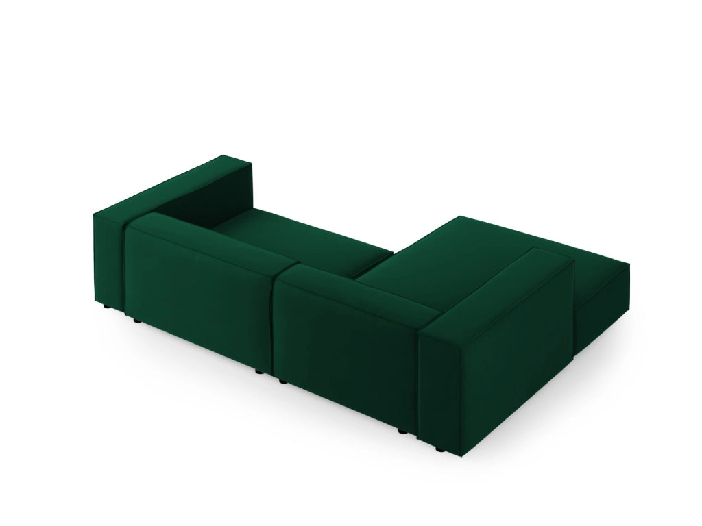 Cosmopolitan Design - Divano angolare sinistro "Arendal" 3 posti in velluto verde bottiglia 