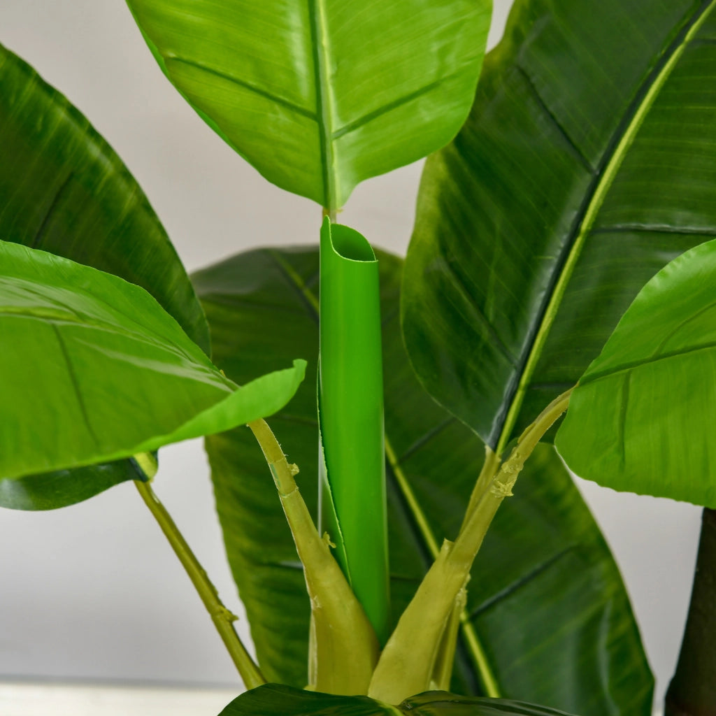 Banano artificiale, pianta artificiale decorativa, 150 cm, per uso interno ed esterno, in vaso di plastica, facile da curare