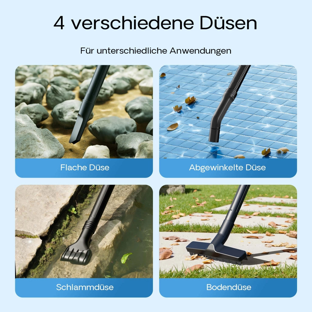 Aspiratore per laghetti/piscine Aspirafango 1400W Funzionamento a secco/umido Svuotamento automatico