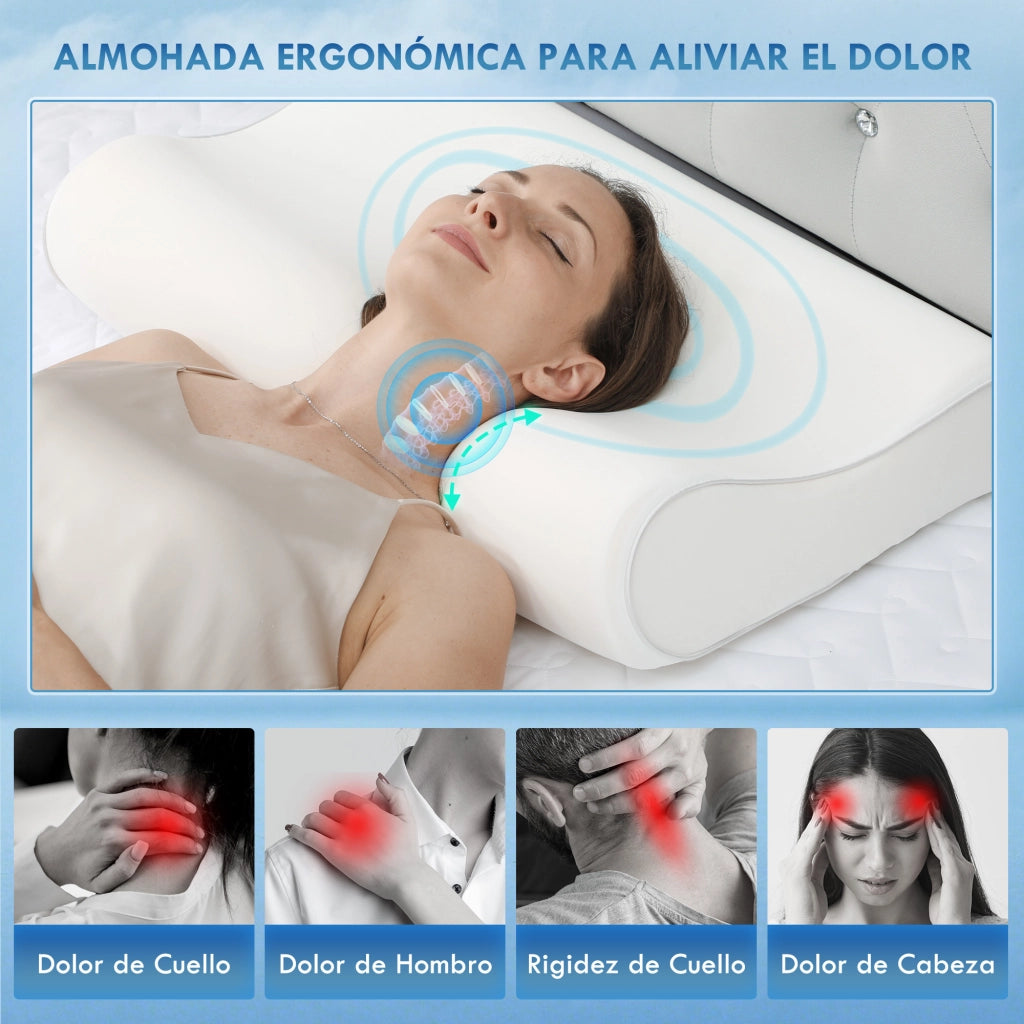 Cuscino Cervicale Memory Foam ¨C Xylo ¨C Ergonomico Doppia Altezza per Dormire Laterale e Supino