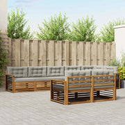 Set di divani da esterno 8 pcs Grigio Naturale e Chiaro