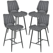 Set di 4 sgabelli da bar set di sgabelli da cucina similpelle scamosciata grigio scuro metallo 102,5 cm x 46,5 cm x 51 cm 03_0003716