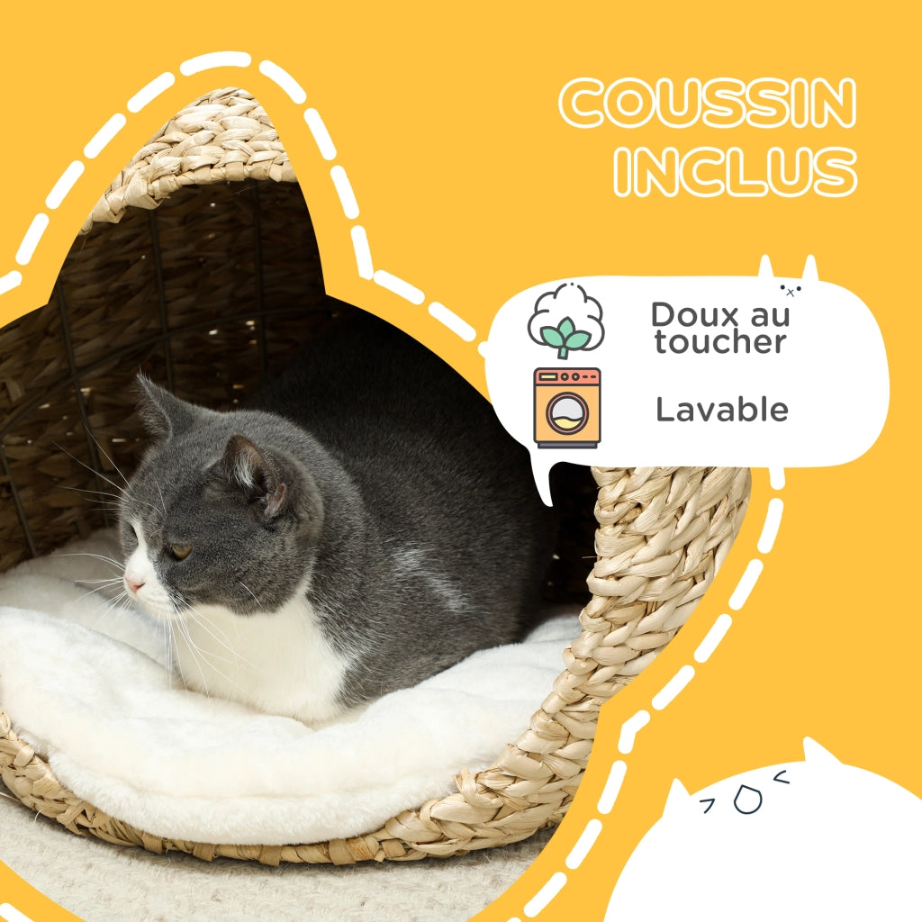 Cuccia per gatti con cuscino morbido in vimini ¨C Xylo ¨C 45x41x37 cm marrone