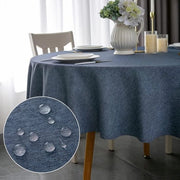 Tavolo con tovaglia circolare impermeabile blu, Φ150cm, tovaglia per tavolo e sala da pranzo con aspetto lino in poliestere.