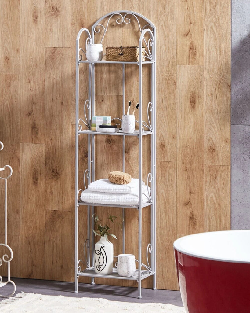 Scaffale Stile Vintage per Bagno Struttura in Metallo grigio con 4 Ripiani