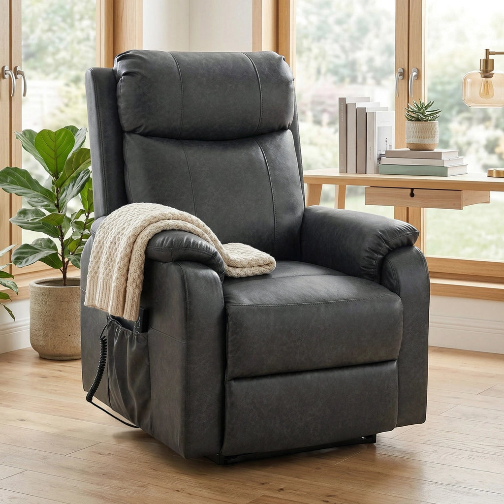 Poltrona Reclinabile Elettrica Alzapersona ¨C Zephmum ¨C Similpelle Nero