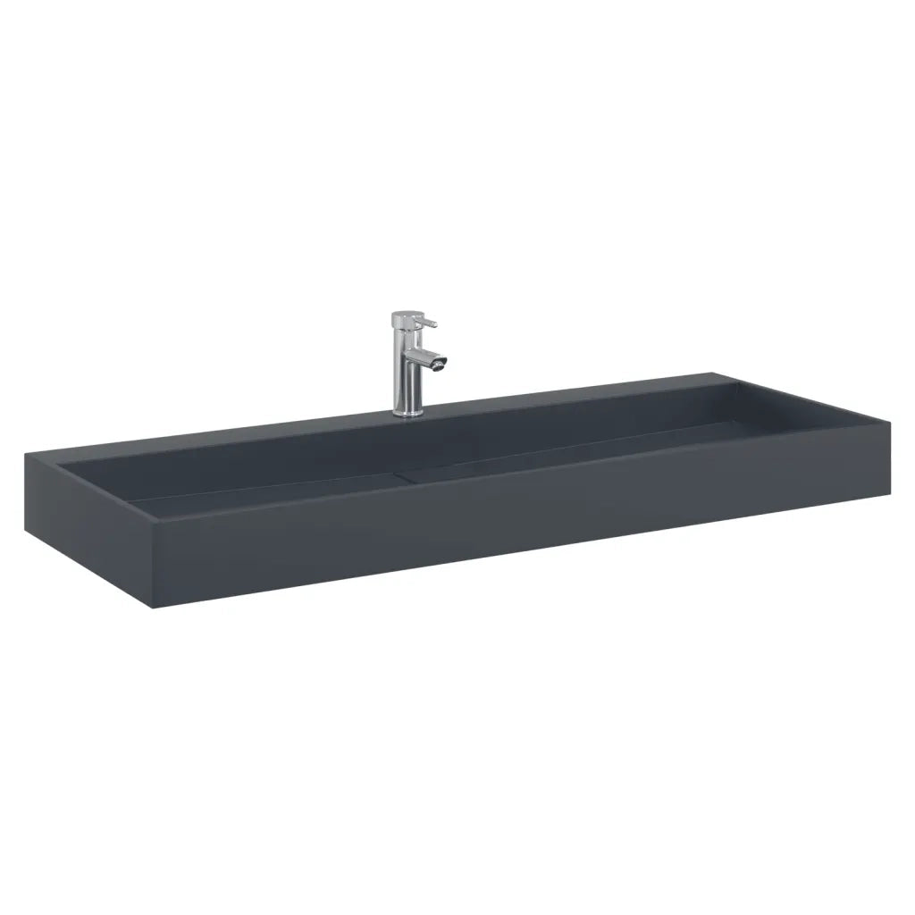 Lavandino 120x46x11 cm Blocco in Marmo/Minerale Antracite CFW9775268